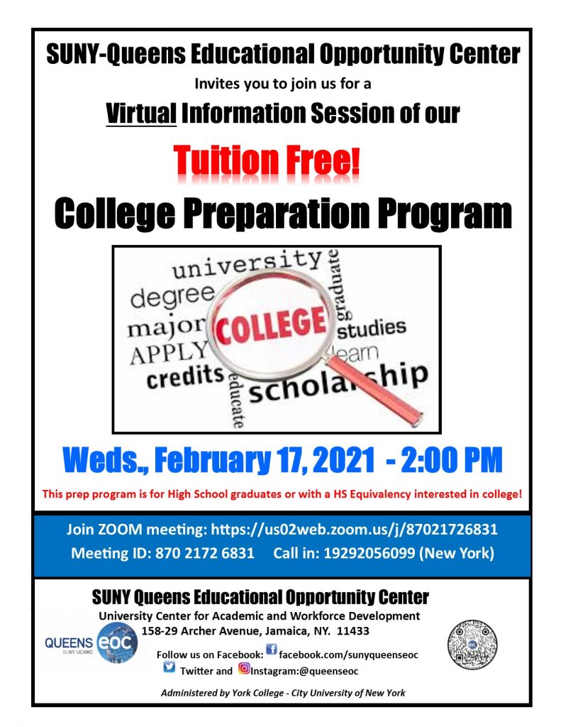 Pathways to College Informational Session- Spring 2021 - SUNY Queens ...