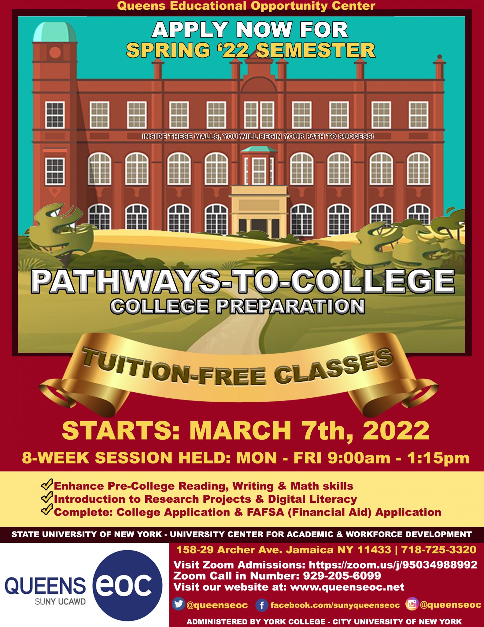 PATHWAYSTOCOLLEGE SPRING ‘22 SEMESTER SUNY Queens Educational