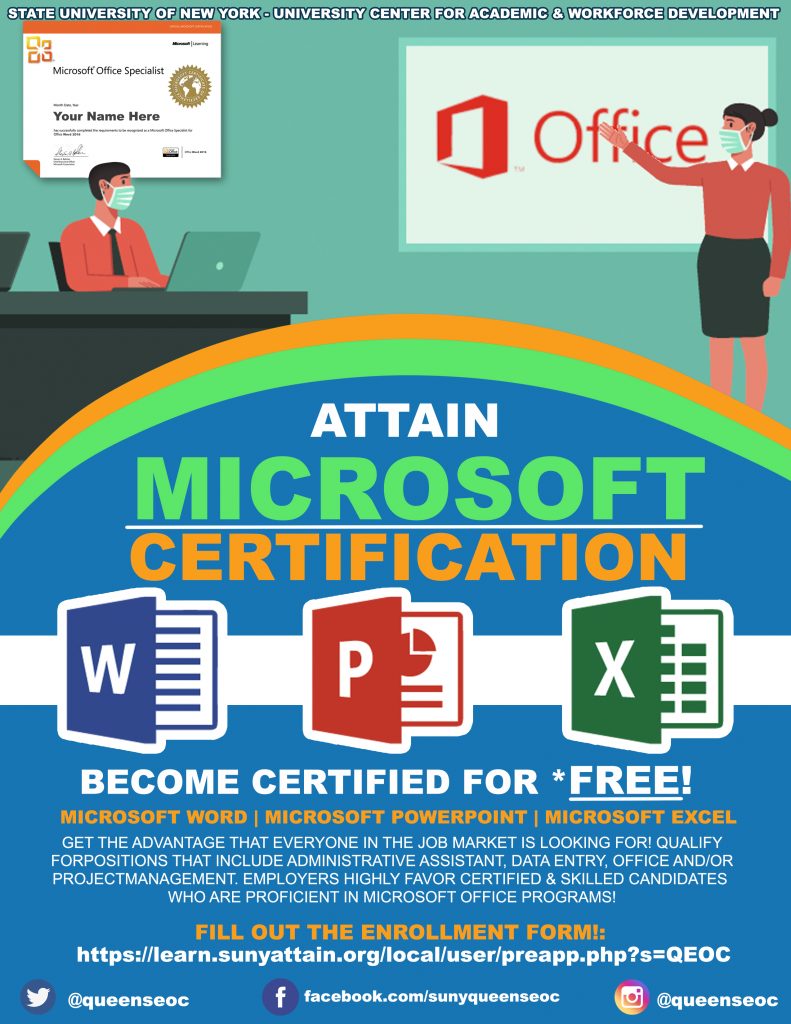 Microsoft Office Certification - Spring 2023 - SUNY Queens Educational  Opportunity Center