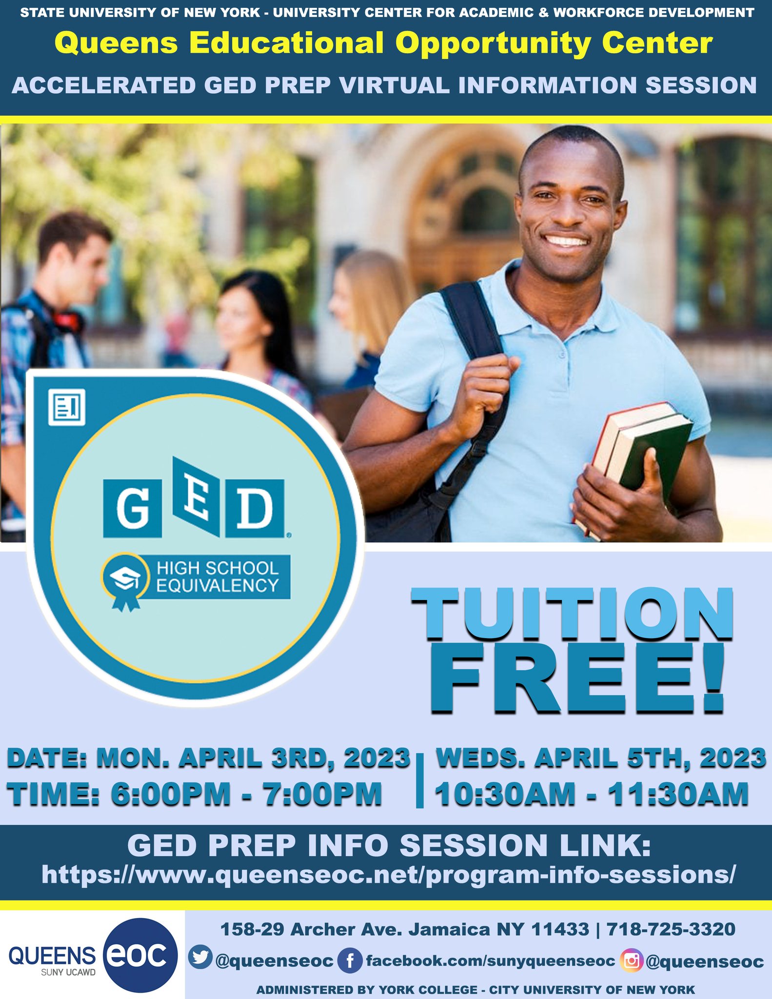 Accelerated GED Prep Virtual Information Session - Wednesday, April 5th, 2023 - 10:30 AM - 11:30 