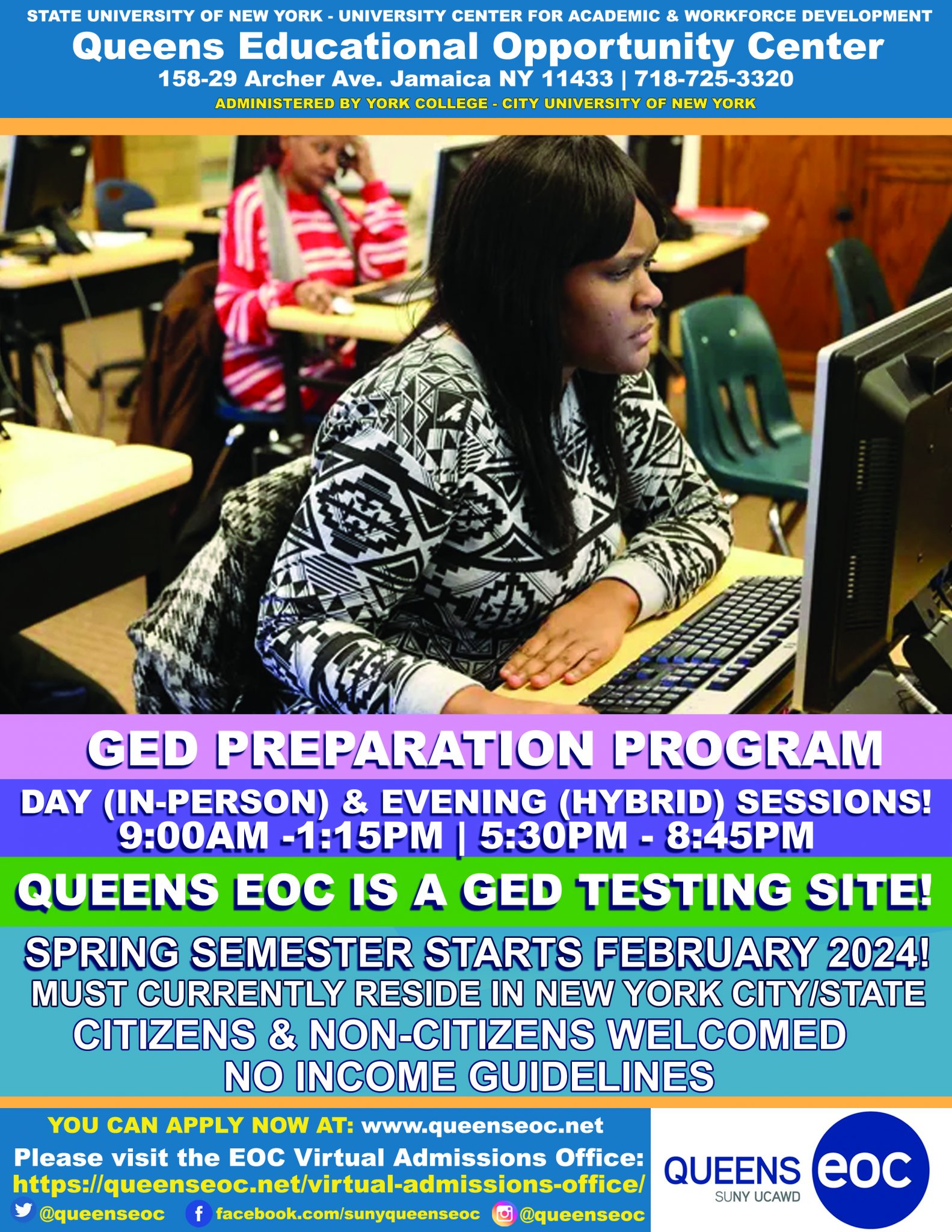 GED Preparation Starts February, 2024 SUNY Queens Educational